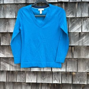 Banana republic merino extra fine wool v neck sweater turquoise size small